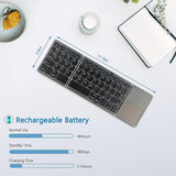 ARIZONE Wireless Mini Bluetooth 3.0 Foldable Keyboard, Wireless Bluetooth Keyboard with Touchpad