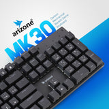 ARIZONE MK 30 Wired Mechanical Keyboard, USB Plug and Play, Full Size, Spill Resistant, English and Arabic Layout, Black