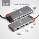 ARIZONE USB C Hub 10 in1 with 4K@60Hz HDMI Port, Ethernet Port, 100W PD Charging, VGA Port, 3.5mm Audio Port, SD 3.0 & TF 3.0 Card Reader