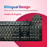 ARIZONE MK 20 Typewriter Style Retro Mechanical Gaming Keyboard Wired with True RGB Backlit, English and Arabic Keyboard