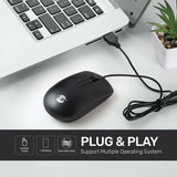 UP MS 116 Wired Mouse, USB Wired Computer Mouse with Ergonomic Design, 1m Length, Optical Corded Mouse for Laptop, PC, Desktop - Black