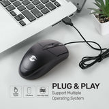 UP Wired Mouse, USB Wired Computer Mouse with Ergonomic Design, 1200 DPI 1.5m Length Cable Optical Corded Mouse for Laptop, PC, Desktop - Black